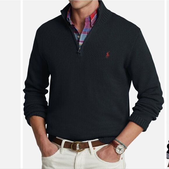 Ralph Lauren navy blue super soft cotton knit sweater - Picture 1 of 7